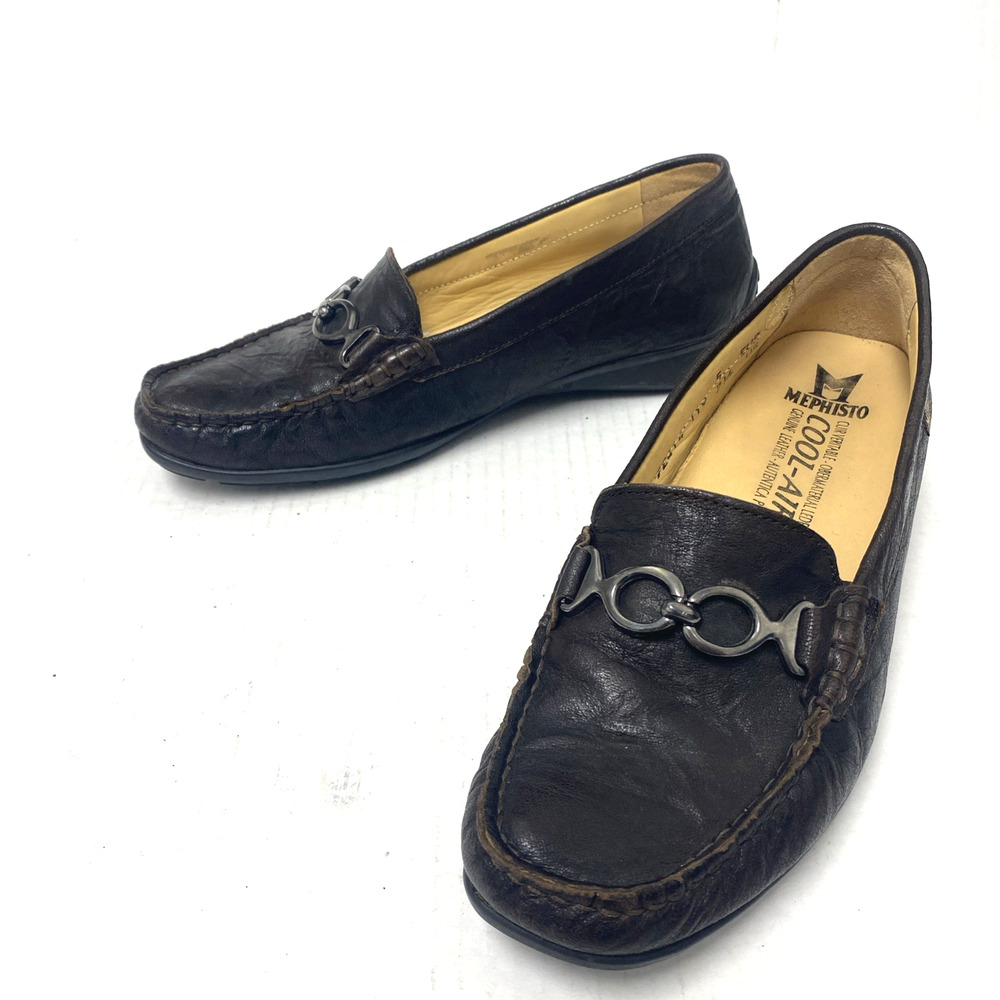 Mephisto Women's Loafer Brown Leather Moc Toe Slip On Flat Comfort 7.5 US - Picture 6 of 10